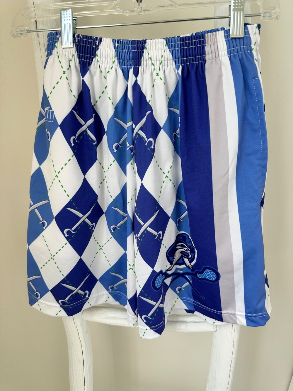Fit 2 Win Men's Blue Patterned Lacrosse Athletic Shorts size Small